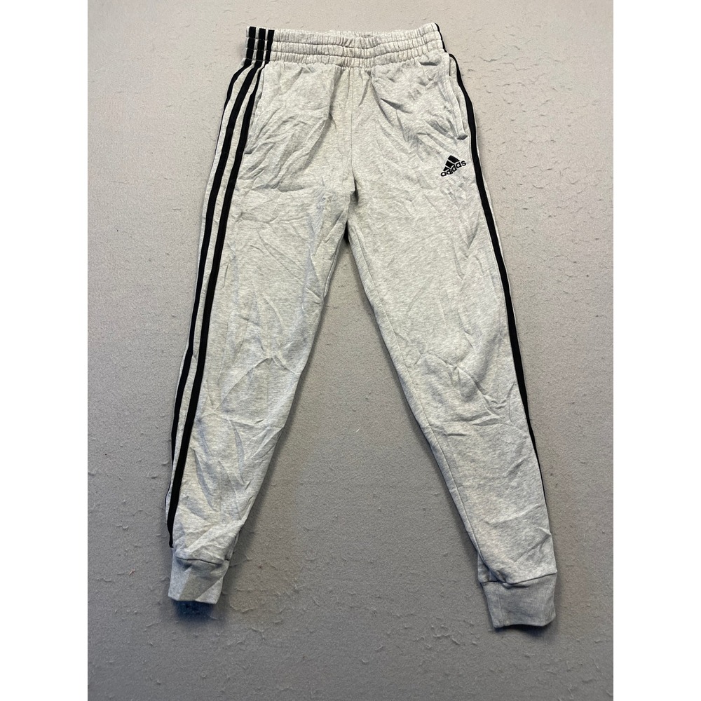 adidas Joggers Cotton Polyester Gray Black Medium 10/12 Kids Boys